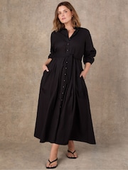 Live Unlimited Black Cotton Poplin Shirt Dress - Image 2 of 5