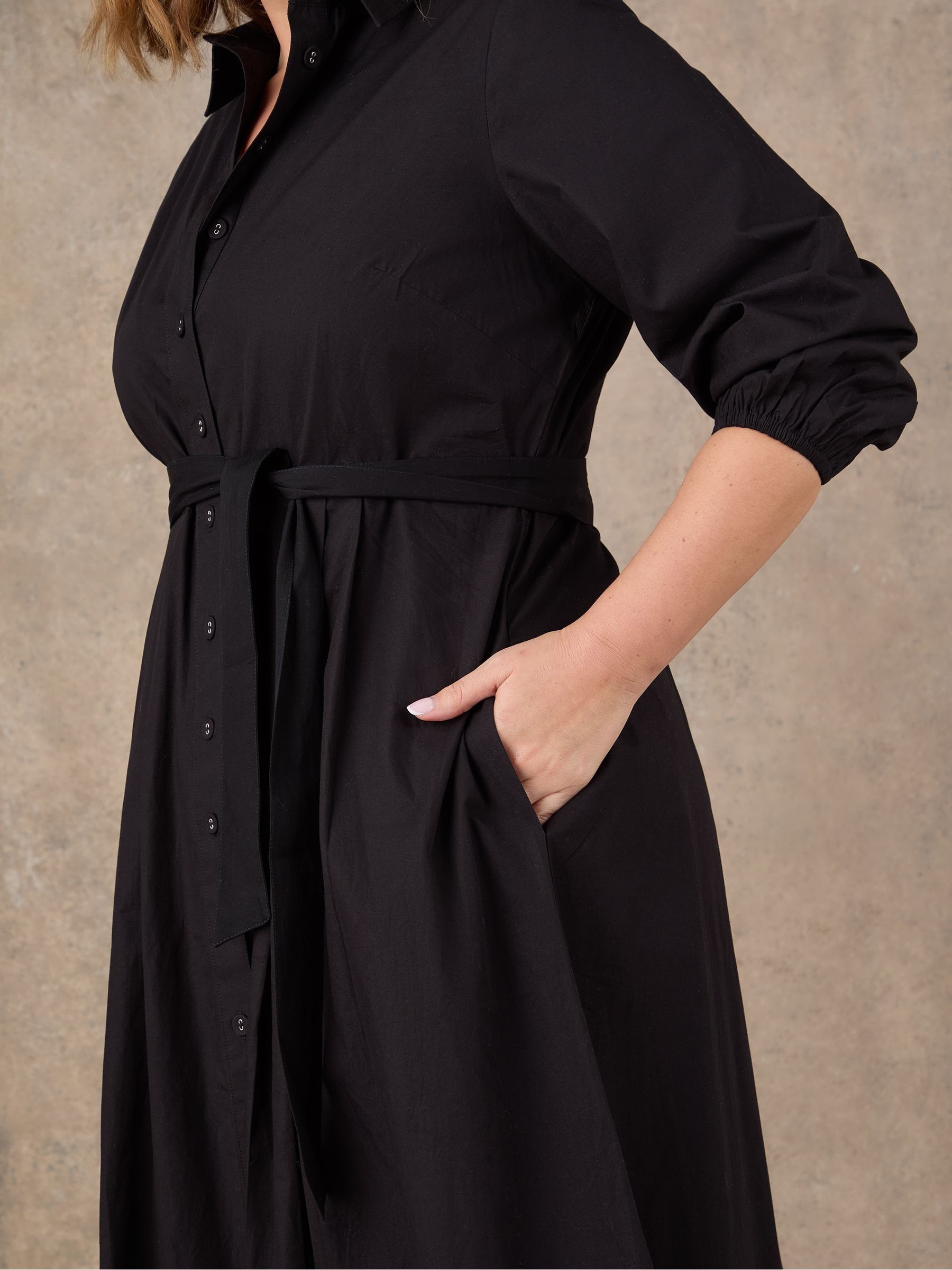 Buy Live Unlimited Black Cotton Poplin Shirt Dress from Next USA