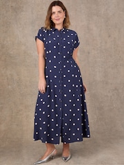 Live Unlimited Petite Polka Dot Print Midaxi Shirt Dress - Image 3 of 4