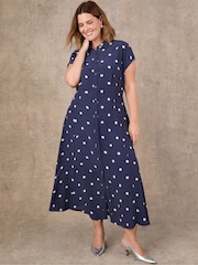 Live Unlimited Petite Polka Dot Print Midaxi Shirt Dress - Image 4 of 4