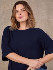 Live Unlimited Blue Short Sleeve Knitted Jumper - Image 2 of 3