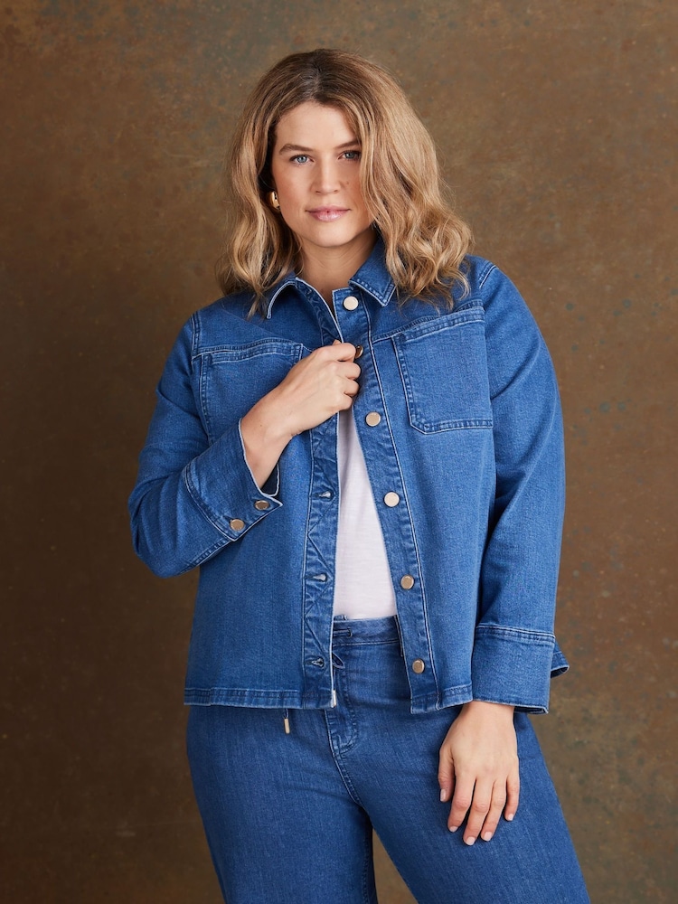 Live Unlimited Blue Denim Cropped Jacket - Image 1 of 5