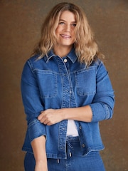 Live Unlimited Blue Denim Cropped Jacket - Image 4 of 5
