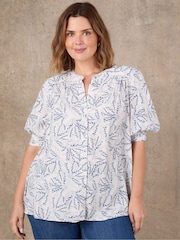 Live Unlimited Blue Print Short Sleeve Blouse - Image 2 of 4