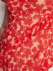 Live Unlimited Red Floral Ruffle Sleeve Maxi Dress - Image 5 of 6