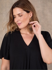 Live Unlimited Black Flutter Sleeve Pleat Front Top - Image 4 of 4
