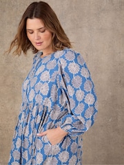 Live Unlimited Blue Petite Floral Print Tie Neck Day Dress - Image 3 of 5