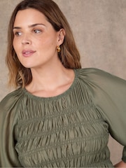 Live Unlimited Green Shirred Long Sleeve Top - Image 4 of 4