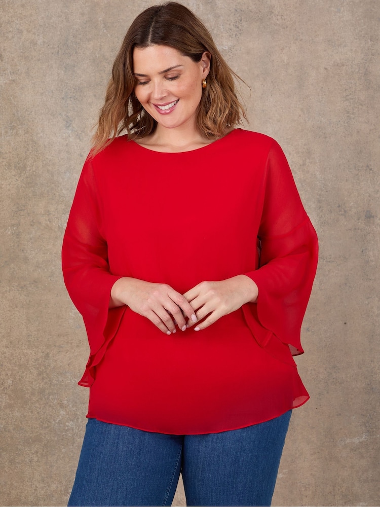 Live Unlimited Red Angel Sleeve Overlay Top - Image 1 of 2