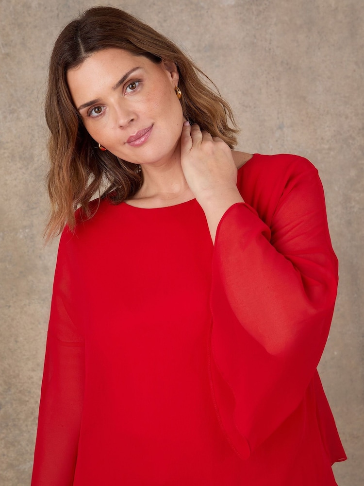 Live Unlimited Red Angel Sleeve Overlay Top - Image 2 of 2