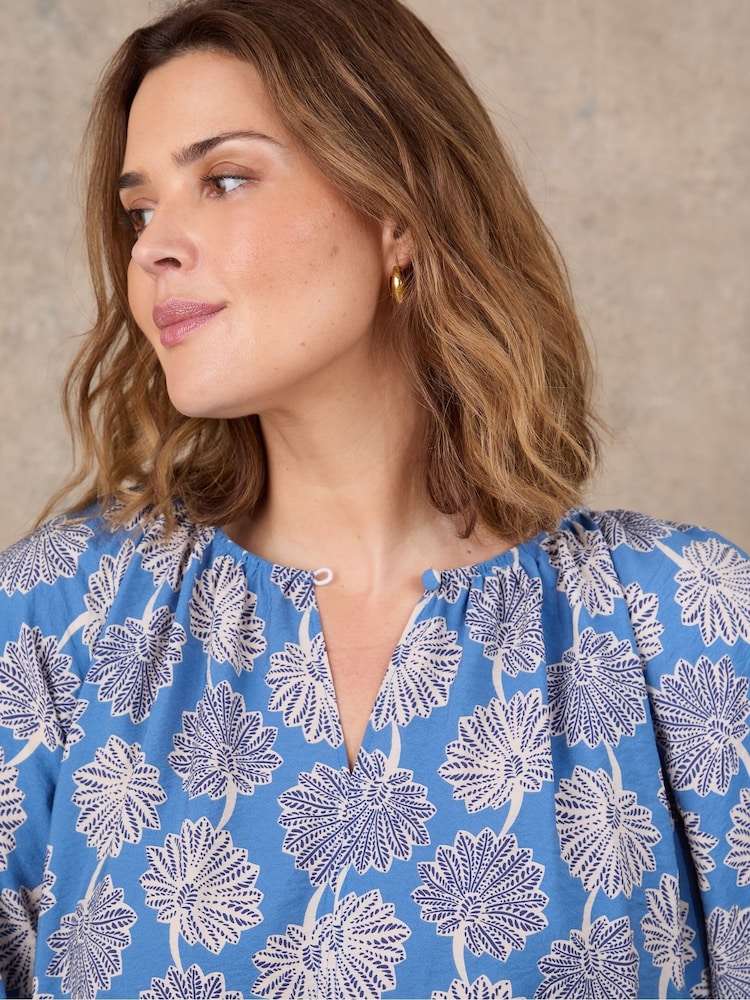 Live Unlimited Blue Floral Puff Sleeve Blouse - Image 3 of 3