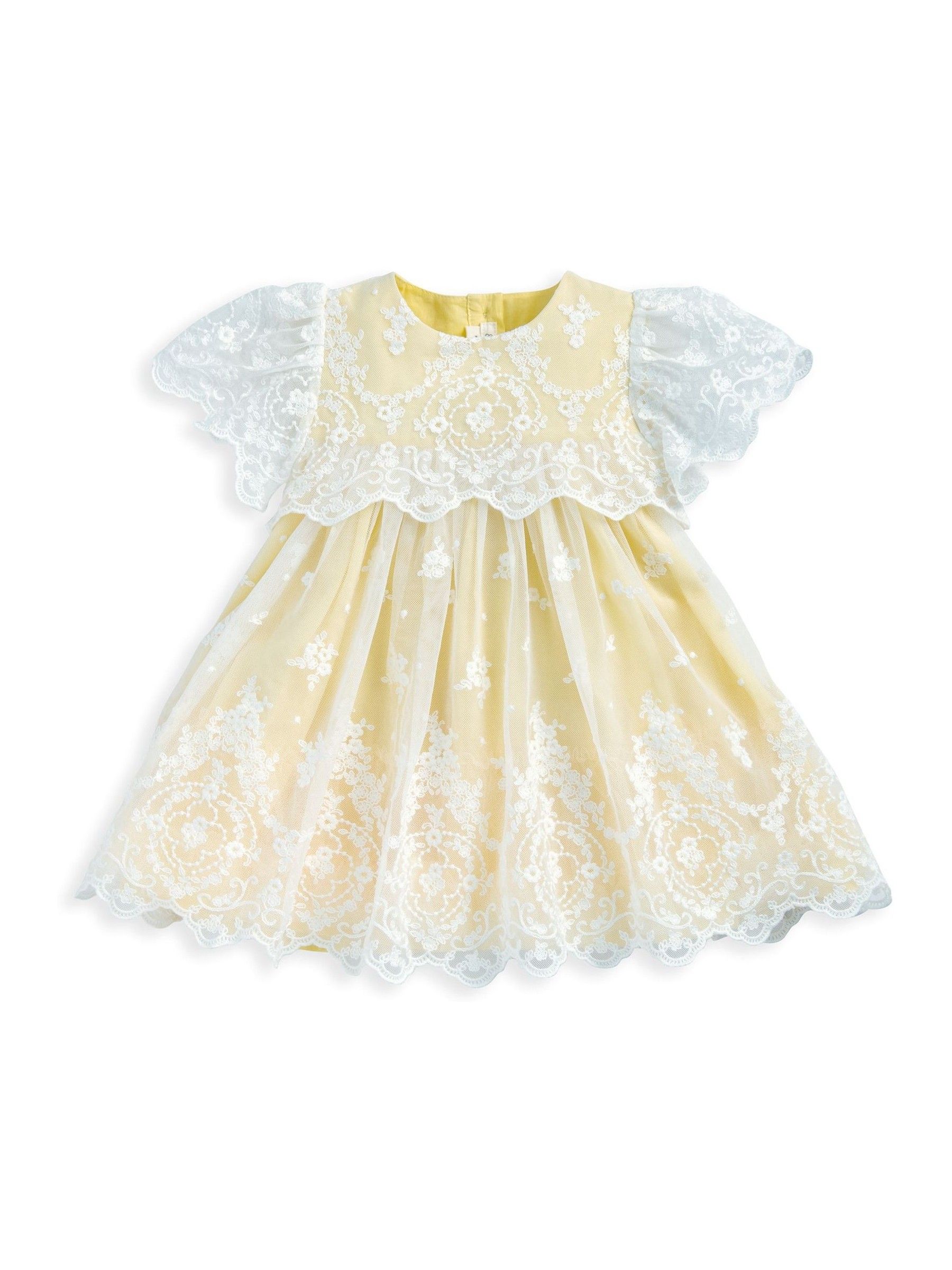 Buy Mamas & Papas Yellow Embroidered Lace Dress from Next Mexico