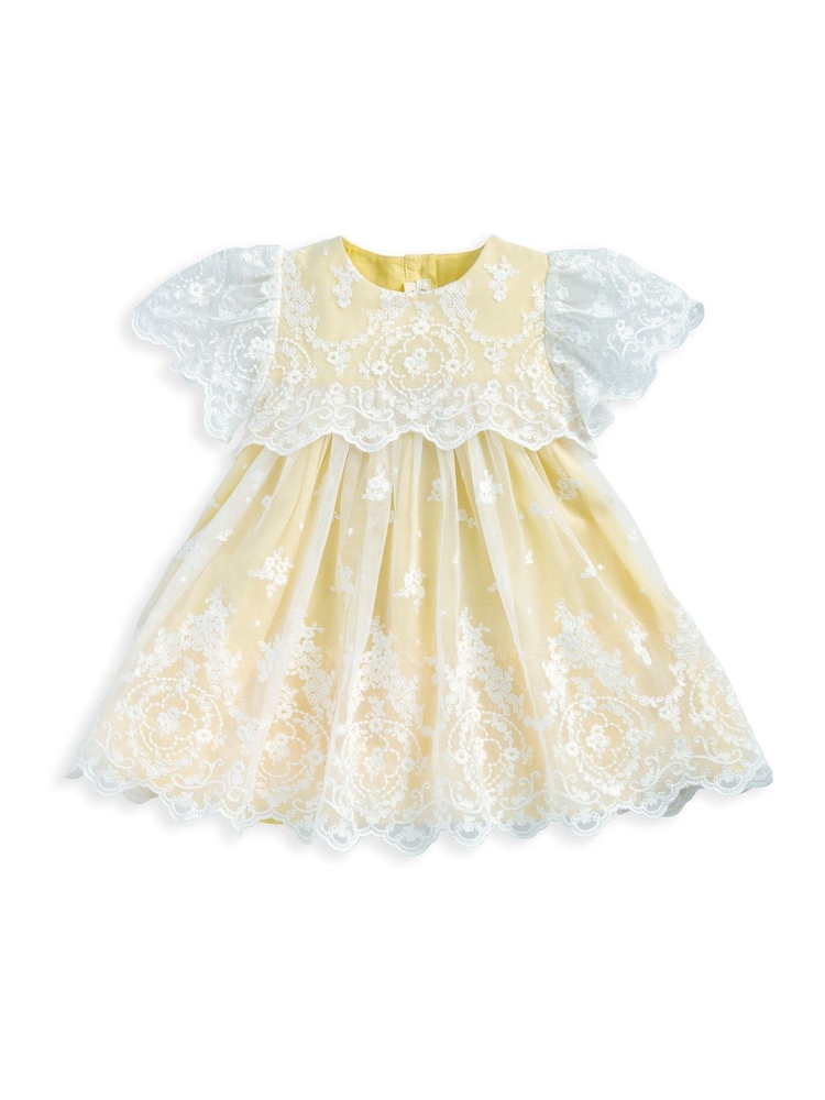 Mamas & Papas Yellow Embroidered Lace Dress - Image 2 of 3 Mamas & Papas Yellow Embroidered Lace Dress - Image 2 of 3