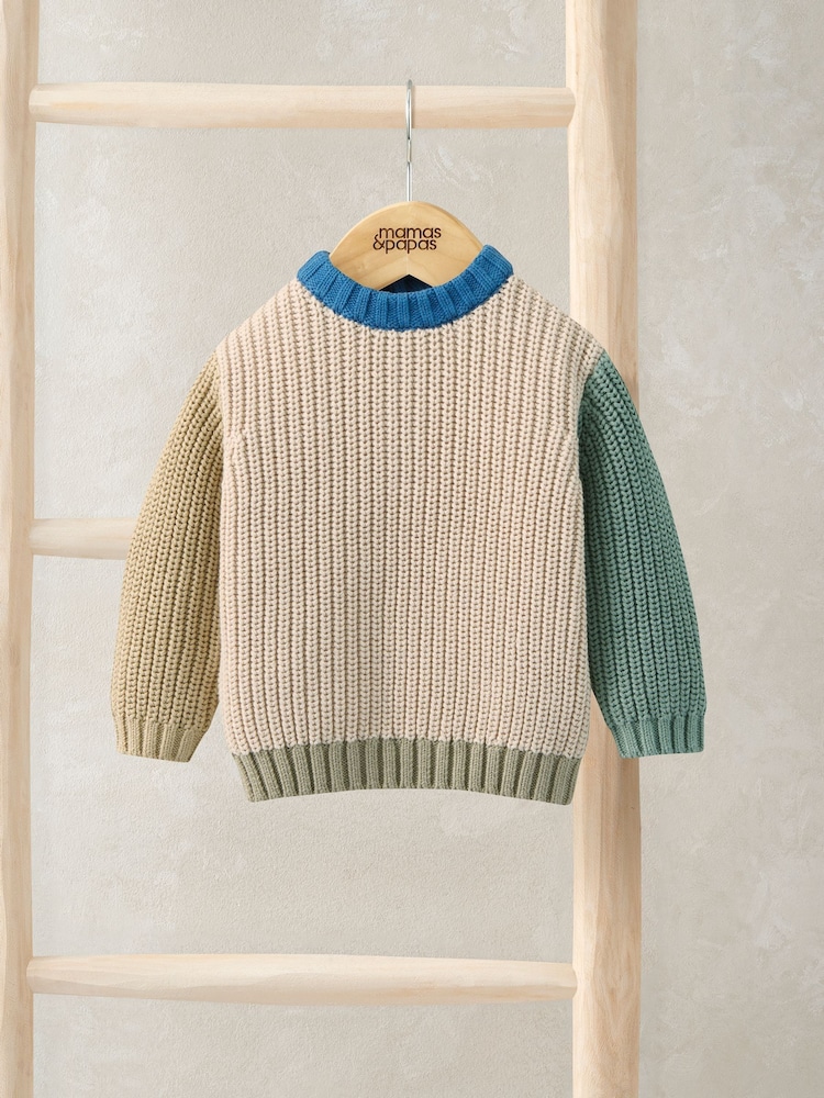 Mamas & Papas Brown Colour Block Jumper - Image 1 of 3