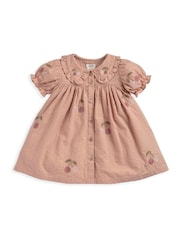Mamas & Papas Pink Embroidered Cherry Dress - Image 1 of 3