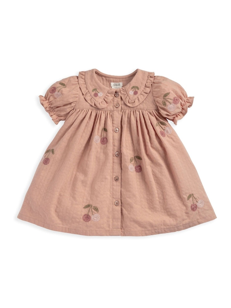 Mamas & Papas Pink Embroidered Cherry Dress - Image 1 of 3