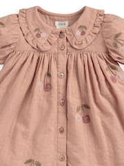 Mamas & Papas Pink Embroidered Cherry Dress - Image 3 of 3