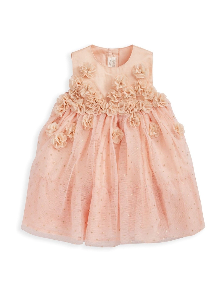 Mamas & Papas Pink 3D Flower Sparkle Dress - Image 2 of 3 Mamas & Papas Pink 3D Flower Sparkle Dress - Image 2 of 3