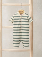 Mamas & Papas Green Stripe Short Sleeve Rashsuit - Image 1 of 3