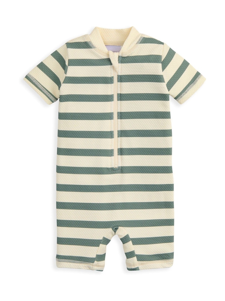 Mamas & Papas Green Stripe Short Sleeve Rashsuit - Image 2 of 3 Mamas & Papas Green Stripe Short Sleeve Rashsuit - Image 2 of 3
