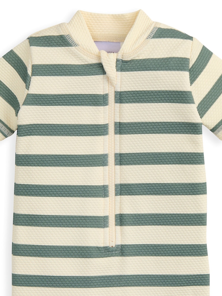 Mamas & Papas Green Stripe Short Sleeve Rashsuit - Image 3 of 3 Mamas & Papas Green Stripe Short Sleeve Rashsuit - Image 3 of 3