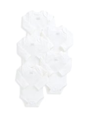 Mamas & Papas White Welcome to the World White Long Sleeve Bodysuits Pack of 5 - Image 2 of 3