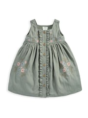 Mamas & Papas Green Floral Embroidered Pinafore Dress - Image 2 of 3