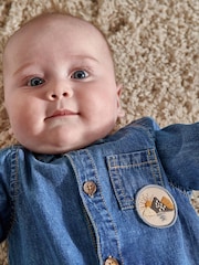Mamas & Papas Denim Boilersuit With Woven Badge - Imaginea 4 din 6