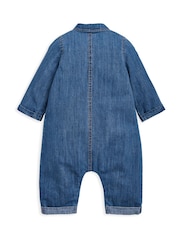 Mamas & Papas Denim Boilersuit With Woven Badge - Imaginea 6 din 6
