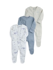 Mamas & Papas Whale Sleepsuits Pack Of 3 - Imaginea 1 din 3
