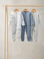 Mamas & Papas Whale Sleepsuits Pack Of 3 - Imaginea 2 din 3
