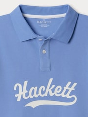 כחול  - Hackett Logo Short Sleeve Polo Shirt - תמונה 3 מתוך 4