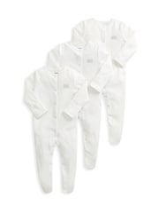 Mamas & Papas White Welcome to the World Sleepsuits Pack of 3 - Image 2 of 2