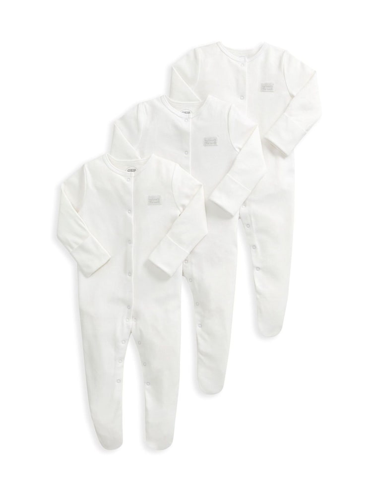 Mamas & Papas White Welcome to the World Sleepsuits Pack of 3 - Image 2 of 2 Mamas & Papas White Welcome to the World Sleepsuits Pack of 3 - Image 2 of 2