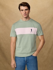 Hackett Green Short Sleeve Panel T-Shirt - Image 2 of 8