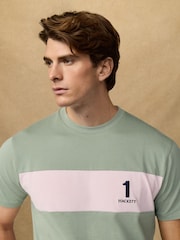 Hackett Green Short Sleeve Panel T-Shirt - Image 3 of 8