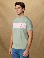Hackett Green Short Sleeve Panel T-Shirt - Image 4 of 8