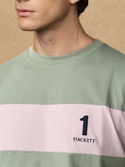 Hackett Green Short Sleeve Panel T-Shirt - Image 7 of 8
