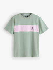 Hackett Green Short Sleeve Panel T-Shirt - Image 8 of 8