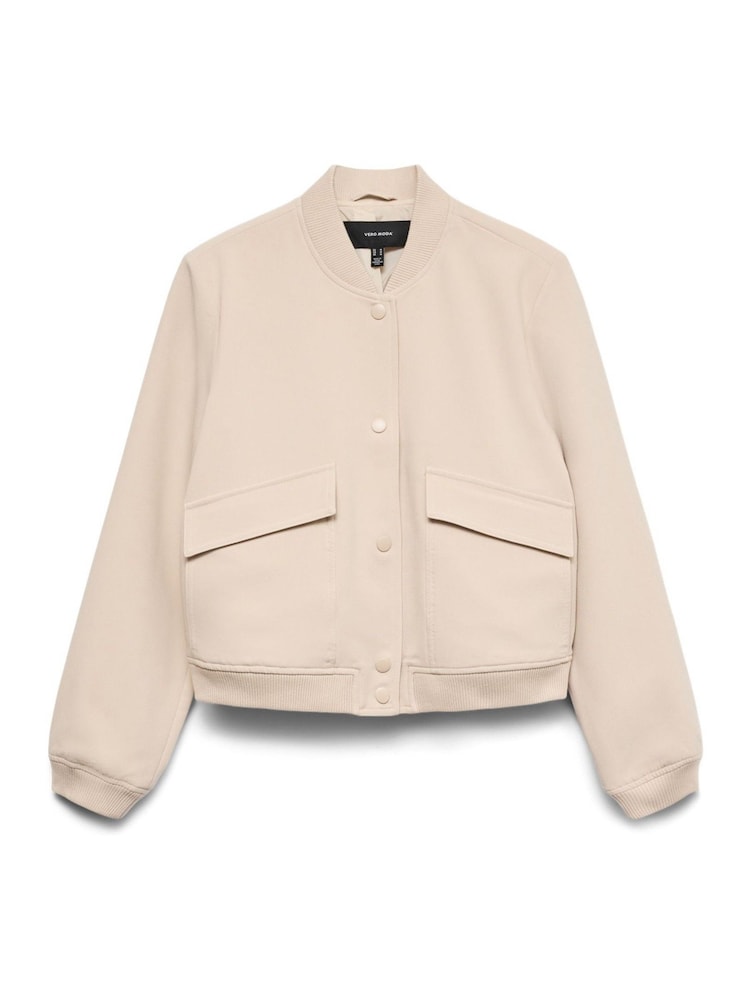 VERO MODA Cream Short Bomber Jacket - Image 5 of 5 VERO MODA Cream Short Bomber Jacket - Image 5 of 5