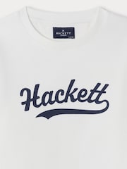 Valkoinen - Hackett-logolla varustettu pyöreäkauluksinen collegepaita - Kuva 3 / 4