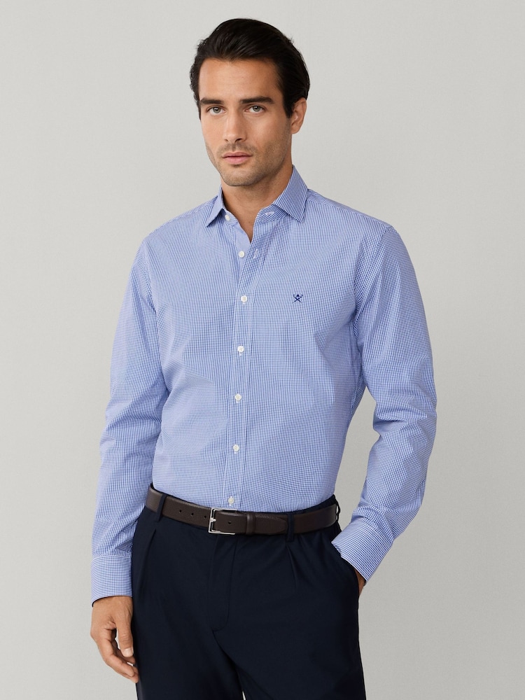 Hackett Blue Classic Fit City Gingham Poplin Shirt - Image 1 of 6