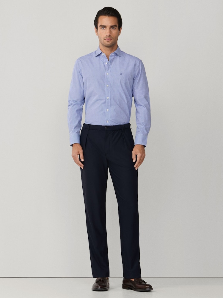 Hackett Blue Classic Fit City Gingham Poplin Shirt - Image 6 of 6
