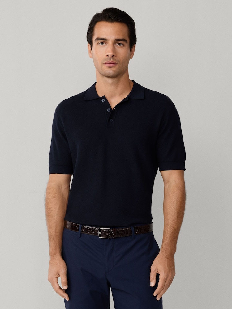 Hackett Blue Short Sleeve Knit Polo Shirt - Image 1 of 6