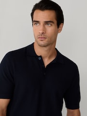 Hackett Blue Short Sleeve Knit Polo Shirt - Image 3 of 6