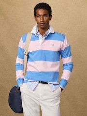 Hackett Pink Classic Fit Striped Rugby Shirt - Image 1 of 8