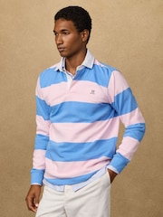 Hackett Pink Classic Fit Striped Rugby Shirt - Image 4 of 8