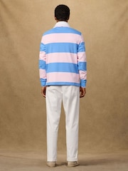 Hackett Pink Classic Fit Striped Rugby Shirt - Image 5 of 8