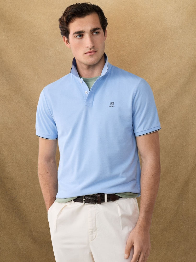 Hackett Light Blue Short Sleeve Tipped Polo Shirt - Image 1 of 7
