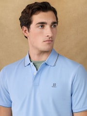 Hackett Light Blue Short Sleeve Tipped Polo Shirt - Image 3 of 7